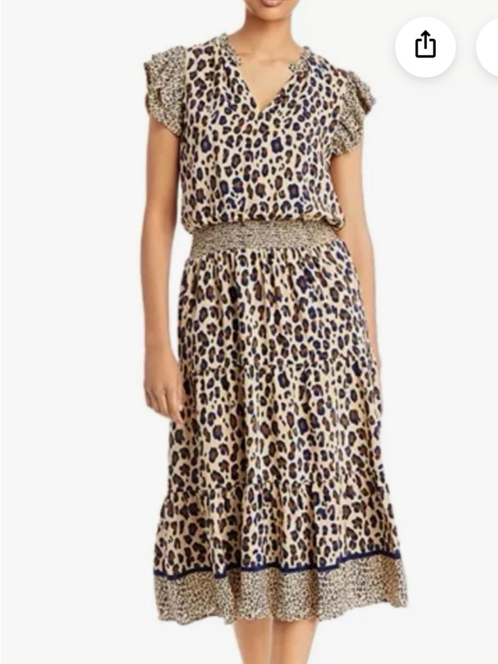 Vineyard Vines borderline cheetah midi dress medium